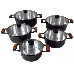 Kit de Caçarolas Box Cava 5 Peças Tampa de Vidro - Craqueada