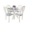 Conjunto Mesa Redonda Vidro 4 Cadeiras Branca Aço 5 Opções - 1