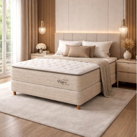Conjunto Box Casal 138x188 Vigor Bege Topazio