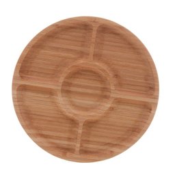 Petisqueira com 5 Divisorias de Bambu Redonda 25x25x1,6cm - 2