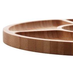 Petisqueira com 5 Divisorias de Bambu Redonda 25x25x1,6cm - 4