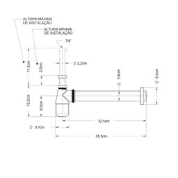 Sifão Lavatório com Copo em Metal Cromado de 7/8" x 1.1/2" - 3