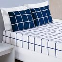 Ver imagem 1 de Jogo Cama Lençol Queen 200 Fios 3 Peças Azul Marinho