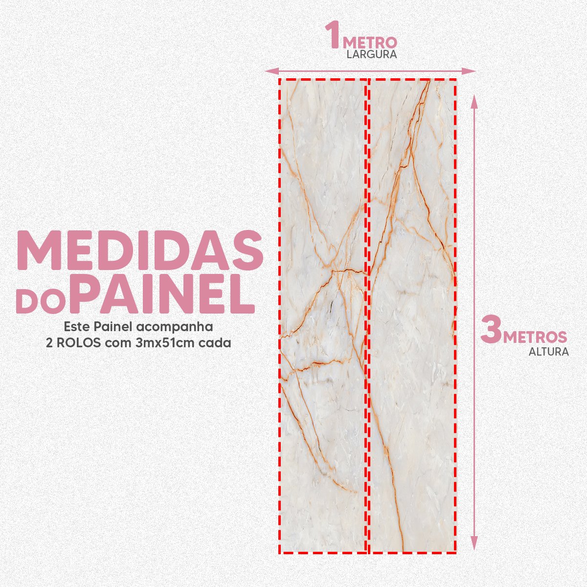 Papel de Parede Painel 3D Mármore Carrara fio Laranja 1M Auto Colante Lavável Revestimento - 5