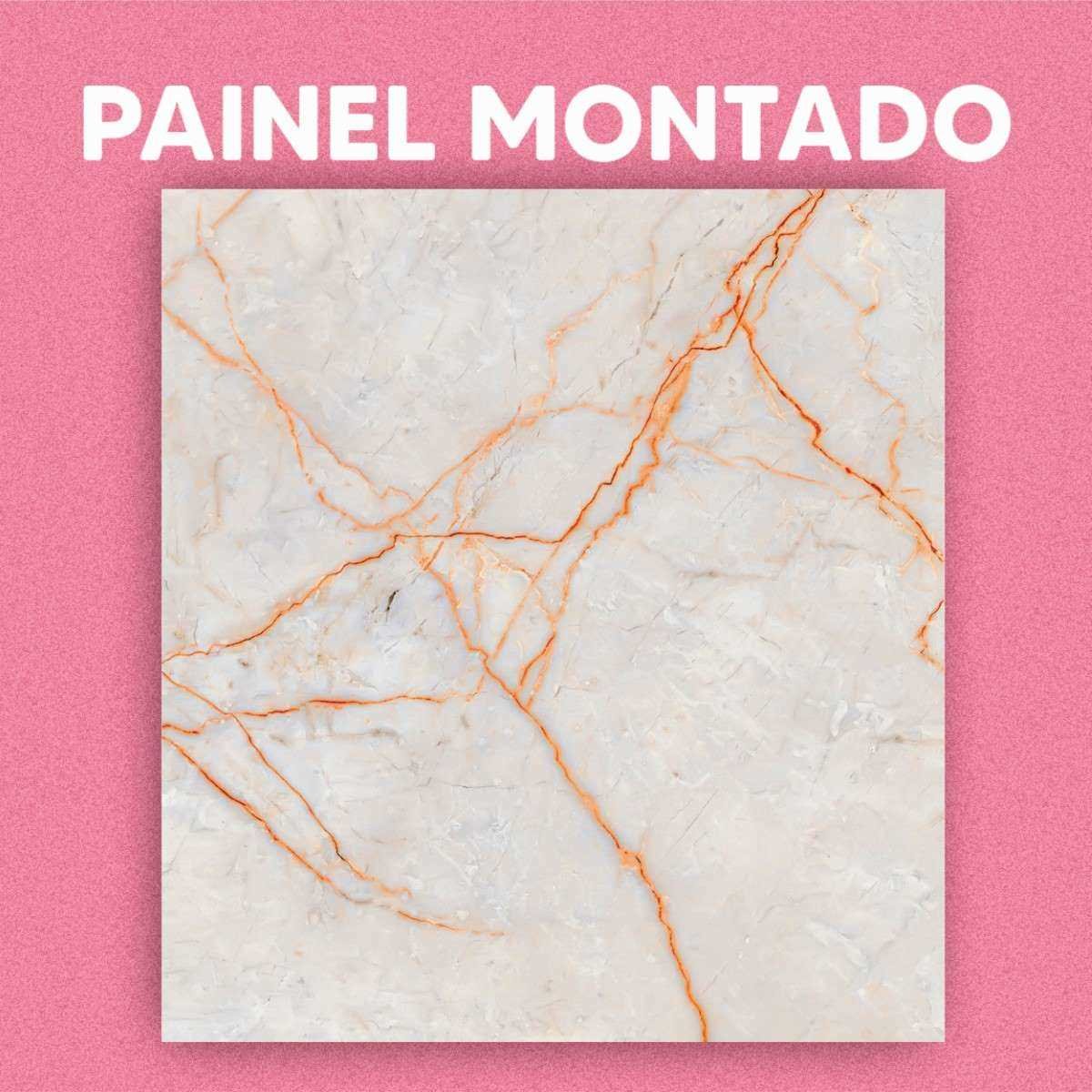 Papel de Parede Painel 3D Mármore Carrara fio Laranja 1M Auto Colante Lavável Revestimento - 3