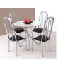 Conjunto Mesa Redonda Vidro 4 Cadeiras Cromada Aço 5 Opções Assento - 1