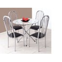 Ver imagem 1 de Conjunto Mesa Redonda Vidro 4 Cadeiras Cromada Aço 5 Opções Assento
