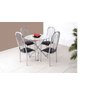 Conjunto Mesa Redonda Vidro 4 Cadeiras Cromada Aço 5 Opções Assento - 4