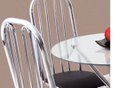 Ver imagem 2 de Conjunto Mesa Redonda Vidro 4 Cadeiras Cromada Aço 5 Opções Assento