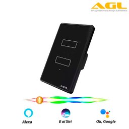 Interruptor Touch Wifi Inteligente AGL 2 Tecla Preto Bivolt - 2
