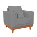 Ver imagem 2 de Kit Poltrona Living + Sofá 3 Lugares com Base Madeira Linho Cor:grafite