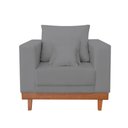 Ver imagem 3 de Kit Poltrona Living + Sofá 3 Lugares com Base Madeira Linho Cor:grafite