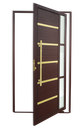 Ver imagem 1 de Porta Pivotante Lamb.Miraggio c/Puxador e. Sup.Marrom Corten Dourado 120 Brimak