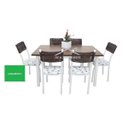 Ver imagem 3 de Mesa de Jantar 6 Cadeiras Lisboa Tampo MDF Aço Branca Oferta