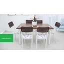 Ver imagem 1 de Mesa de Jantar 6 Cadeiras Lisboa Tampo MDF Aço Branca Oferta