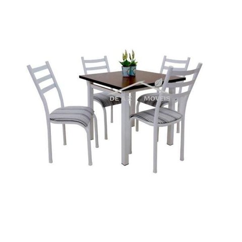 Mesa de Jantar 4 Cadeiras Lisboa Tampo MDF Aço Cor Branca