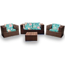 Conjunto Bora Bora - 1 Sofá 2 Lugares + 2 Poltronas + 1 Mesa de Centro - Aruba - 1