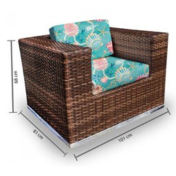 Conjunto Bora Bora - 1 Sofá 2 Lugares + 2 Poltronas + 1 Mesa de Centro - Aruba - 3