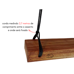 Balanço de Madeira Infantil Adultos C/ Reforço e Corda Dupla - 6
