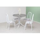 Ver imagem 2 de Mesa de Jantar com 4 Cadeiras Granito Red Monaco. Aço Branca