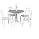 Ver imagem 1 de Mesa de Jantar com 4 Cadeiras Granito Red Monaco. Aço Branca