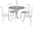 Ver imagem 1 de Mesa de Jantar com 4 Cadeiras Granito Red Monaco. Aço Branca