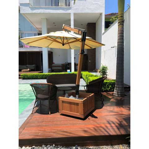Ombrelone Lateral Slim 2,90 Mts com Floreira Lona Cor Creme