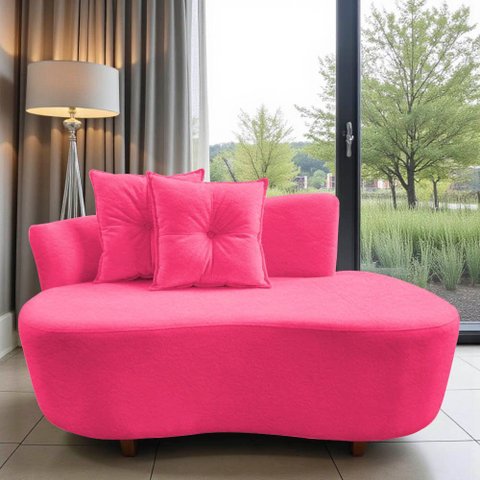 Namoradeira Sofá Feijão Suria Orgânica Couro Rosa Pink