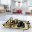 Ver imagem 3 de Bandeja Retangular Dourada Desenhos Vazados - By Fineza