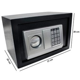 Cofre Eletrônico Digital Preto 31x20x20 Cm com Chave e Senha - 2 Cofre Eletrônico Digital Preto 31x20x20 Cm com Chave e Senha - 2