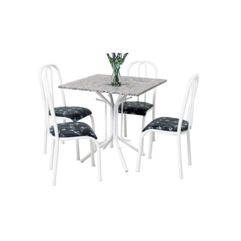 Mesa de Jantar com 4 Cadeiras Monaco 80cm em Aço Cor Branca