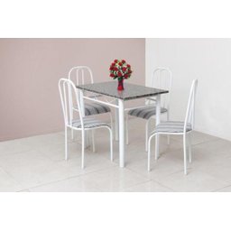 Mesa de Jantar com 4 Cadeiras Granito Madri 1.00M Aço Branca - 3