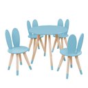 Ver imagem 2 de Conjunto Coelho Mesa 4 Cadeiras Infantil Pintura PU:Azul