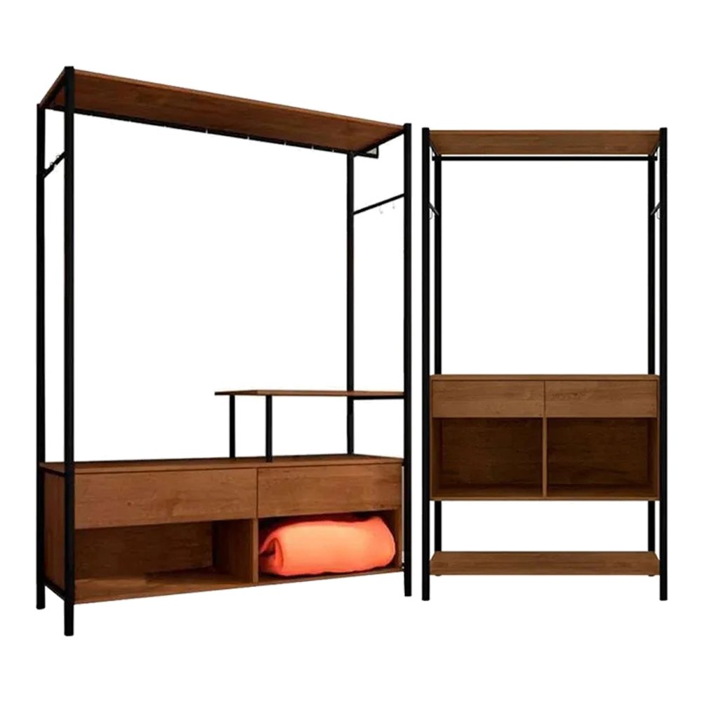 Guarda Roupa Closet Solteiro Barcelona Com Modular Paris Preto ...