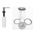 Ver imagem 2 de Kit Lixeira 20cmX30cm 6L Embutir No Granito Inox 304 E Dosador