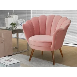 Poltrona Decorativa Petala Veludo Rose Pes Palito -Lv Moveis