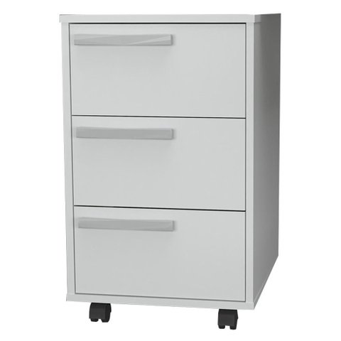 Gaveteiro para Escritorio Gamer 3 Gavetas e 4 Rodizios Branco B26 Novam Branco
