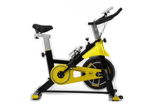 Bicicleta Spinning com Roda de Inercia de 8kg - Preto e Amarelo