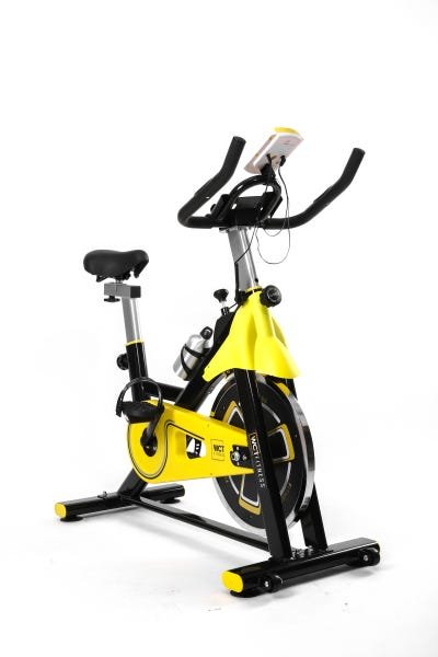 Bicicleta Spinning com Roda de Inercia de 8kg - Preto e Amarelo - 4