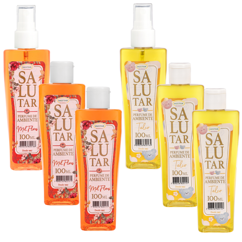Aromatizador de Ambiente Salutar 100 Ml, Kit com 6 Unidades: Mil Flores e Talco