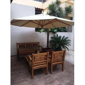 Ombrelone Lateral Premium Giratório 3,50 Mts - Lona Cor Creme