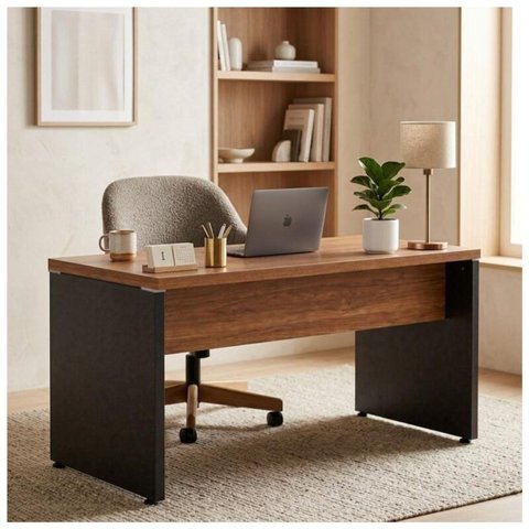 Mesa Escritório 1,70x0,70m s/Gavetas Workstart Nogal Sevilha/Preto 21474