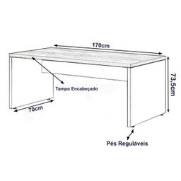 Mesa Escritório 1,70x0,70M -S/Gavetas - WORKSTART - Nogal Sevilha/Preto - 21474 - 2