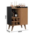Ver imagem 4 de Buffet Aparador com Adega Prime Wood Retrô Pés Palito 1 Porta - Preto com Nature