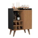 Ver imagem 2 de Buffet Aparador com Adega Prime Wood Retrô Pés Palito 1 Porta - Preto com Nature