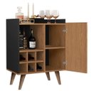 Ver imagem 1 de Buffet Aparador com Adega Prime Wood Retrô Pés Palito 1 Porta - Preto com Nature