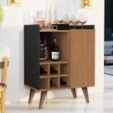 Ver imagem 3 de Buffet Aparador com Adega Prime Wood Retrô Pés Palito 1 Porta - Preto com Nature