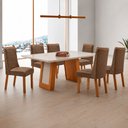 Ver imagem 1 de Mesa de Jantar Carolina 180cm Tampo MDF Vidro Canto Copo com 6 Cadeiras Carolina
