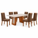 Ver imagem 2 de Mesa de Jantar Carolina 180cm Tampo MDF Vidro Canto Copo com 6 Cadeiras Carolina