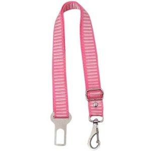 Cinto de Segurança Veicular Ajustável Para Cachorros e Gatos Rosa
